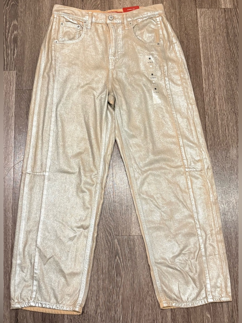 Lucky Brand Legend Metallic Gold  Barrel Leg Jeans Size 2